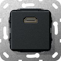 Розетка HDMI без рамки Gira System55 1-м. 16А антрацит картинка